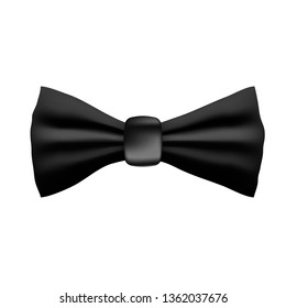 Realistic black bow tie isolated on white