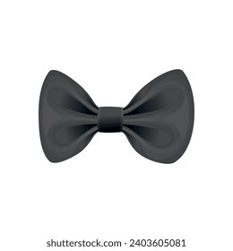 Realistic black bow tie. Male fashion, classic style, dress code. Vector illustration in a realistic style isolated on a white background