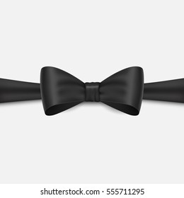 Realistic black bow tie on white background.Vector illustration