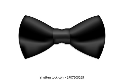 Realistic black bow tie. Vector bowtie isolated on white background. 
