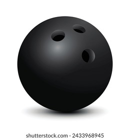 Realistic black bowling ball vector illustration isolated on white background