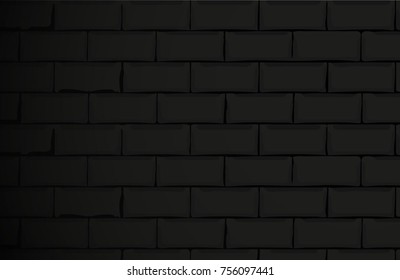 realistic black brick wall background for decoration