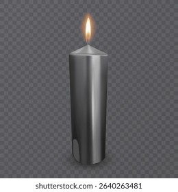 Realistic black candle with flame Vector illustration