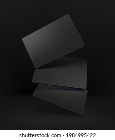 Realistic black cards on black background 