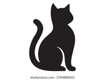 Icono realista del Vector del gato negro con las curvas limpias, los ojos visibles y la boca. Diseño de silueta minimalista ideal para branding, tatuajes, gráficos de mascotas, arte digital y proyectos creativos modernos.

