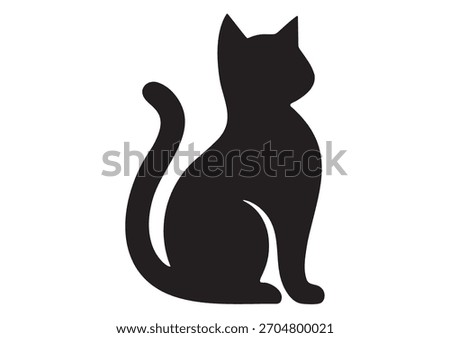 Realistic black cat vector icon with clean curves, visible eyes and mouth. Minimal silhouette design ideal for branding, tattoos, pet graphics, digital art, and modern creative projects.
