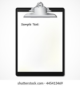 realistic black clipboard with paper / vector illustration