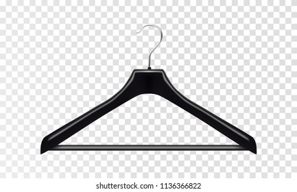 Realistic black clothes hanger. Vector eps10.