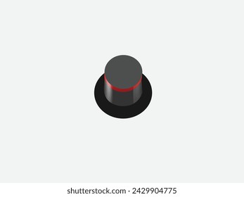 Realistic black color gentleman hat vector art. Magician hat art design. Black color and white background.
