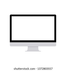 realistic black computer display Isolated on white background. Vector Illustration.