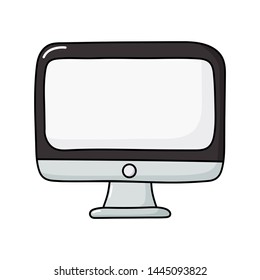 realistic black computer display Isolated on white background. Vector Illustration.