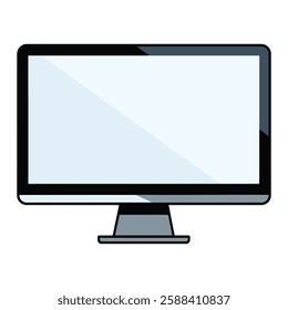 Realistic black computer monitor. Sleek flat-screen display with a minimalist design, isolated on white background. Perfect for tech, business, or electronics themes. Vector illustration.







