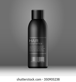 Realistic Black Cosmetics bottle can, Deodorant, Air Freshener. Vector illustration