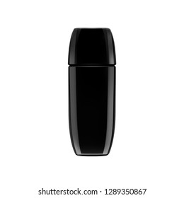 Realistic black cosmetics bottle. Vector illustration.