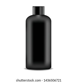Realistic black cosmetics container for soap, cream, lotion, shampoo vector illustration. Mock Up for cosmetics product