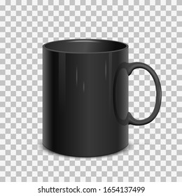 Realistic black cup. Template for mock up.