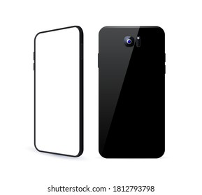 Realistic Black Detailed Smartphone Mockup Background . Isolated Vector Elements