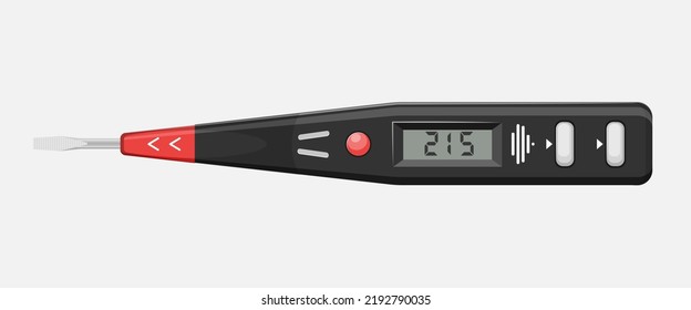 Realistic black electrical tester isolated on white background. Device for measuring voltage. Vector illustration.