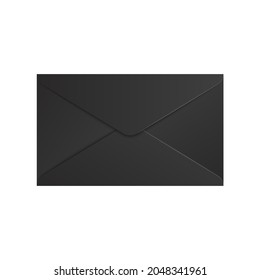 Realistic black envelope. Closed envelope mockup isolated white background, folded letter. Vector illustration