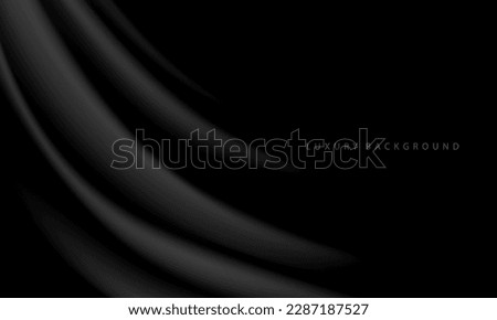 Realistic black fabric wave dark blank space for text place luxury background texture vector illustration.