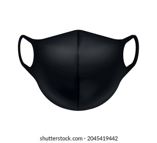 Realistic black face mask on white background vector illustration