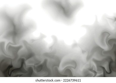 Realistic black fog or smoke, mist effect. Smoke on white background. Vector vapor in air, steam flow. Clouds.