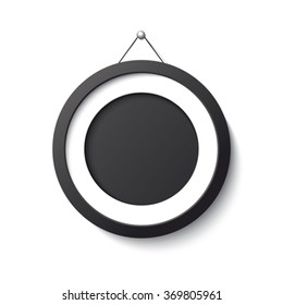 Realistic black frame circle form on white background.