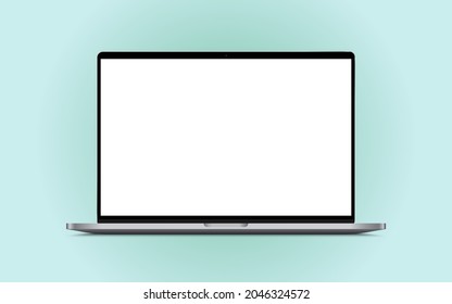 Realistic black frame notebook laptop computer mockup with blank screen.