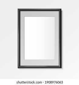 Realistic black frame for paintings or photographs. Vector illustration.