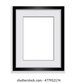 Realistic Black Frame Template, Blank Picture, on White Background Vector