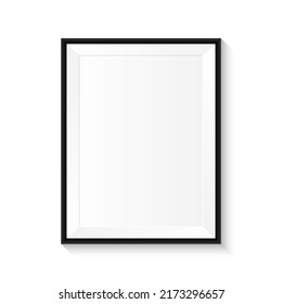 Realistic black frame template isolated on white background. Empty photo frame. vector illustration.