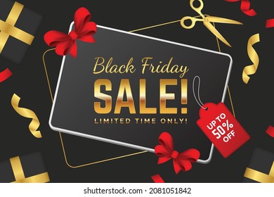 ilustración de diseño vectorial de banner de viernes negro realista