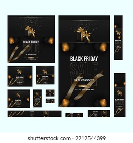 Realistic Black Friday sale web banner set