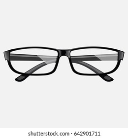 Realistic black glasses. Top view. Eps10 vector illustration.