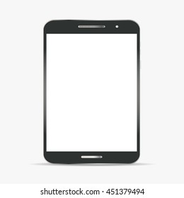 Realistic black and grey tablet isolated on white background. Tablet mockup with blank screen. Vector illustration