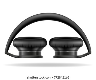 realistic black headphones stock vector illustration isolated on white background