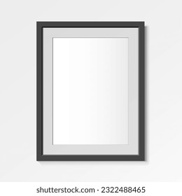 Realistic Black horizontal frame. For an image A4. Posters on wall Mock-up. Frames Design Template for Mockup. Vector illustration