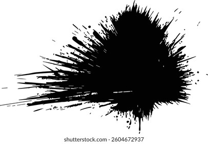 Realistic Black Ink Brush Stroke with Distressed Texture - Perfect for Branding