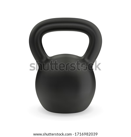 Realistic black kettlebell set. Vector illustration for sport design