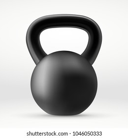 Realistic Black Kettlebell. Vector Illustration