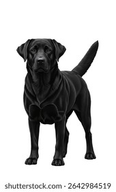 Realistic Black Labrador Dog Illustration for Design
