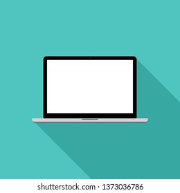 realistic black laptop computer display Isolated on blue background. Vector Illustration.