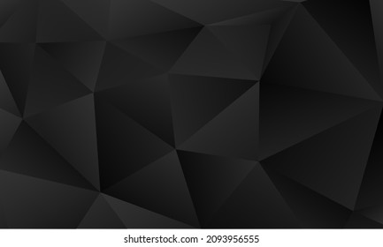 Realistic black low poly background, abstract geometric rumpled triangular style. vector illustration graphic design background template.