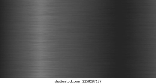 Realistic black metal texture with scratches. Brushed steel or aluminium plate. Old grunge polished metal surface. Vector illustration