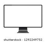 Realistic black modern thin frame display computer monitor vector illustration.