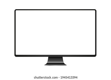 Realistic black modern thin frame display computer monitor vector illustration.
