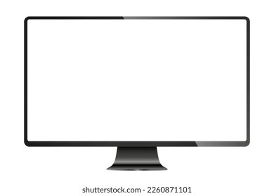 Realistic black modern thin frame display computer monitor. PNG stock illustration. Stock royalty free. Vector illustration EPS 10