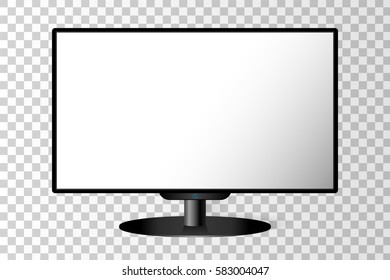 Realistic black modern TV monitor isolated. Vector illustration