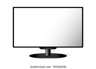 Realistic black modern TV monitor isolated. Vector illustration