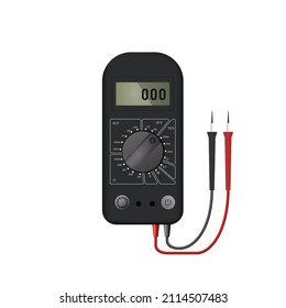 Realistic black multimeter for measuring current and voltage.